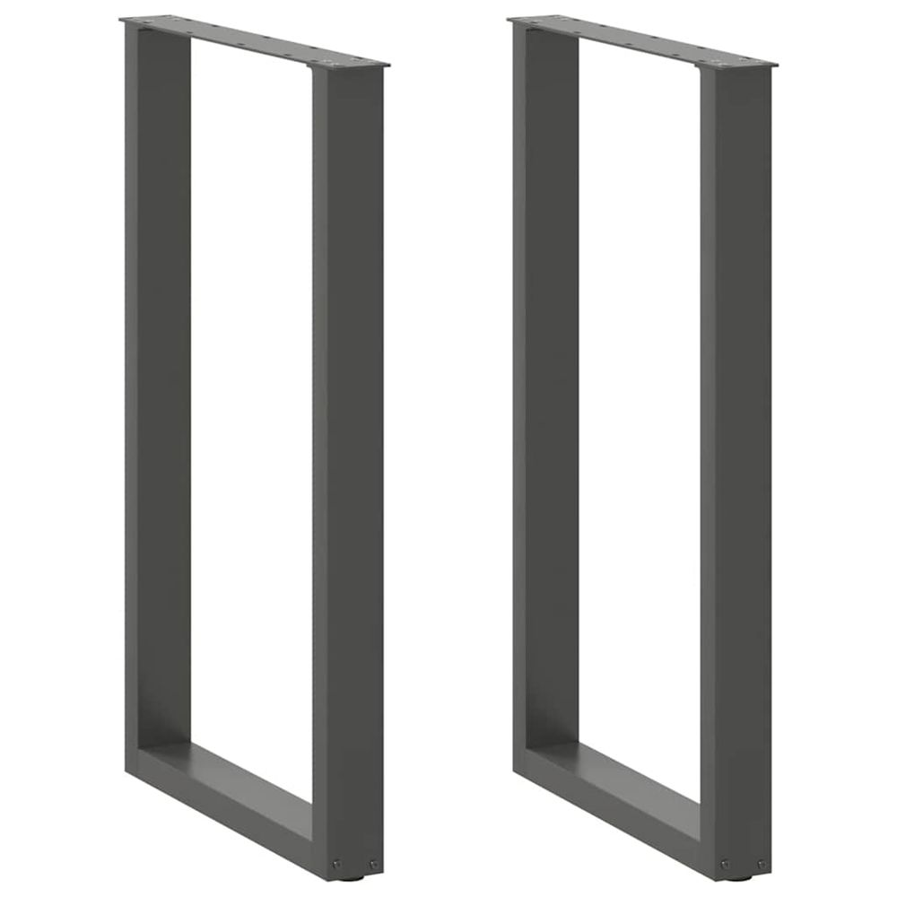 Pieds de table de bar en u 2 pièces anthracite 60 x (100-101) cm acier