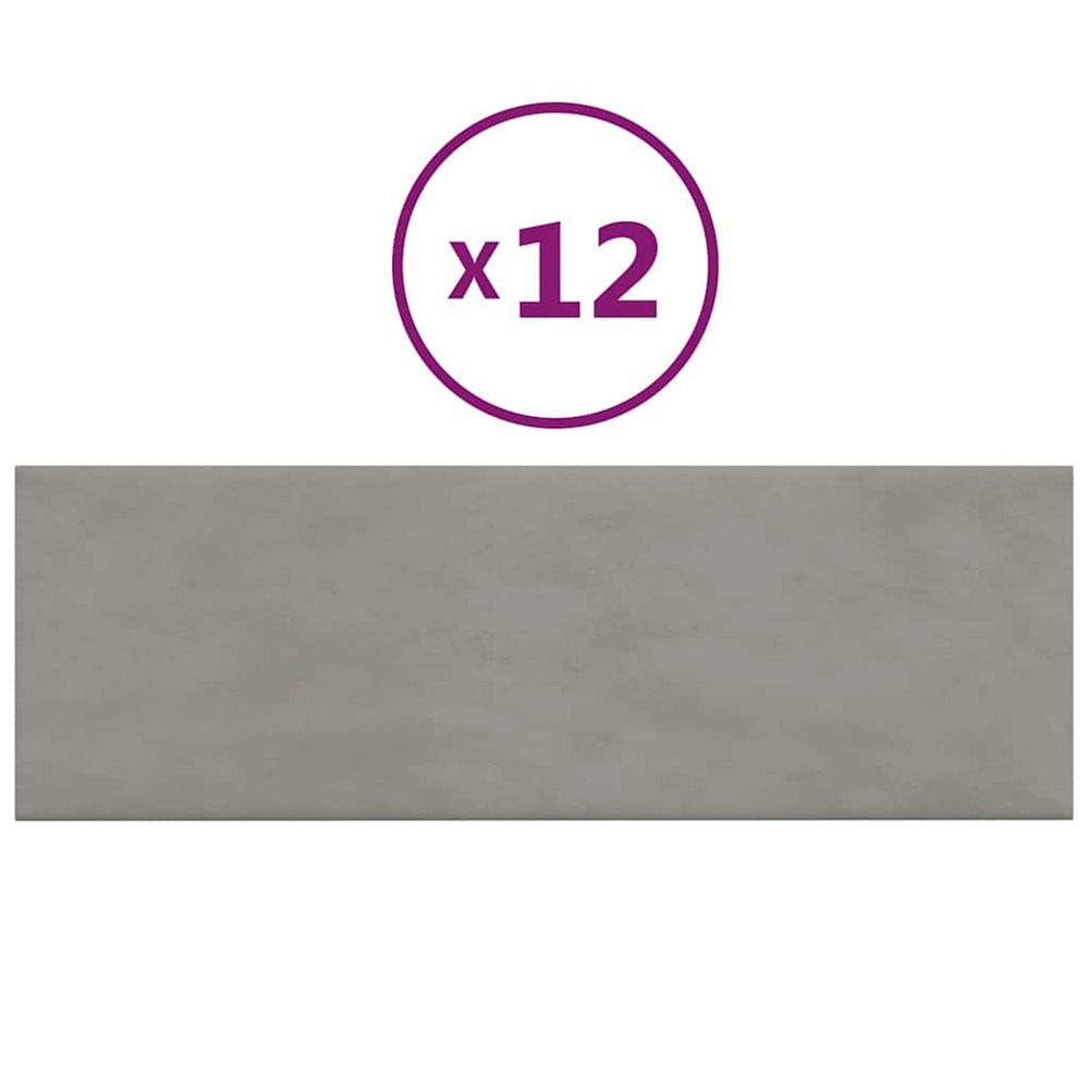 Panneaux muraux 12 pcs gris clair 90x30 cm velours 3,24 m²