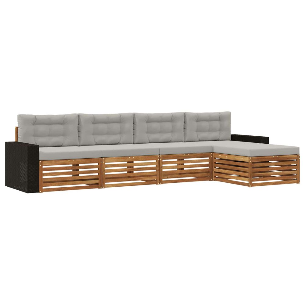 Ensemble de canapés d'extérieur 5 pc naturel et gris clair