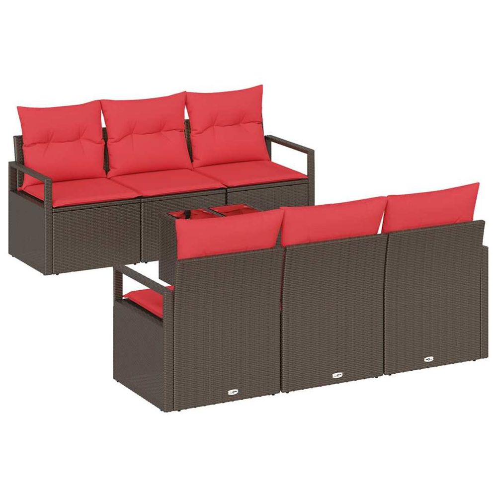 Ensemble de canapés 7 pc 6-nombre de places marron et rouge