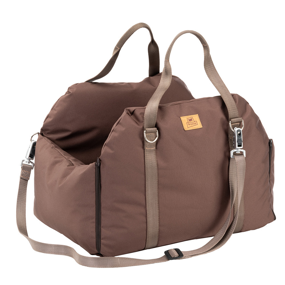 Ferplast sac transport chien, avec bandoulière et poignées, coussin réversible, fixation au siège et mousqueton magnétique, 52 ×