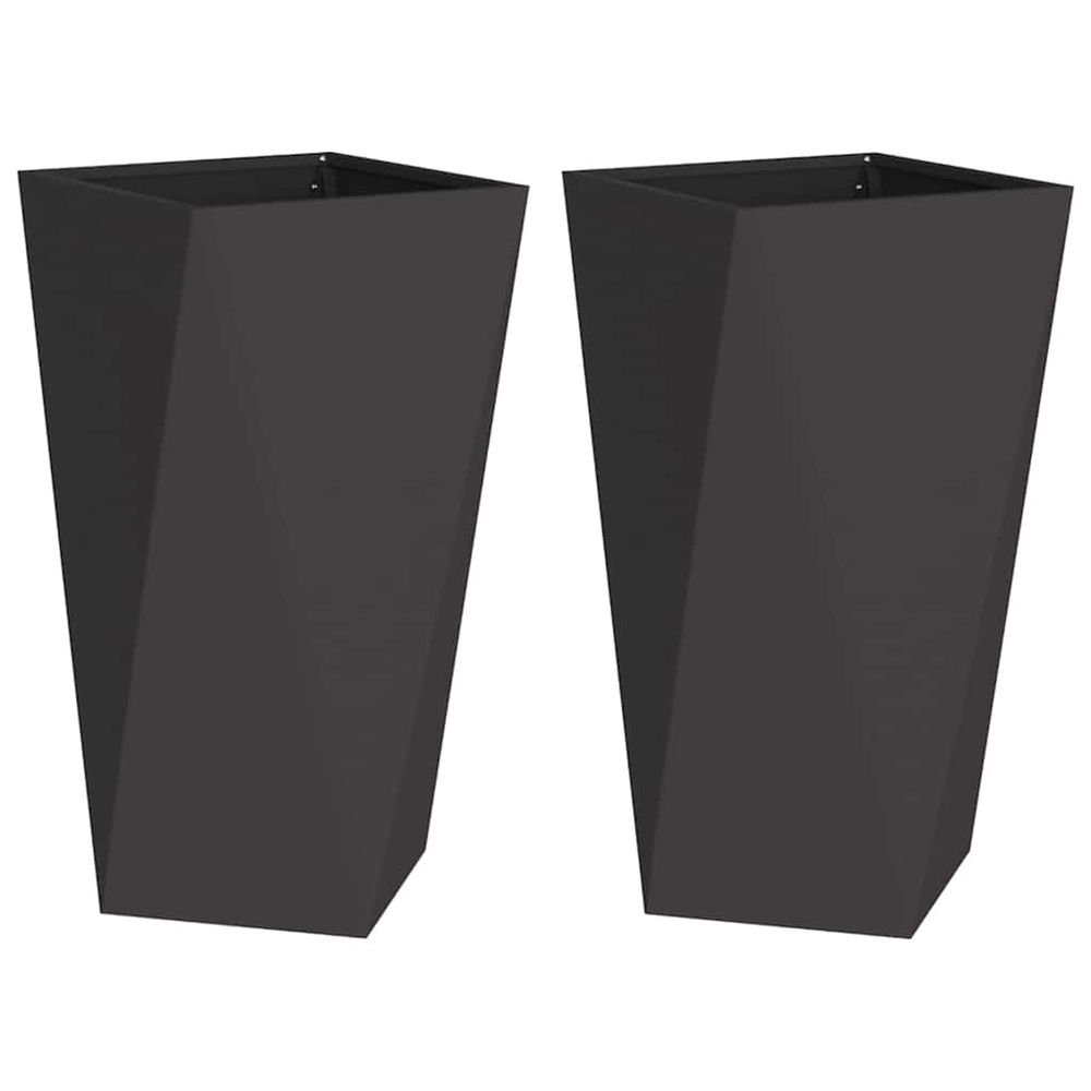 Jardinière d'extérieur 2 pc noir 40 x 40 x 75 cm acier