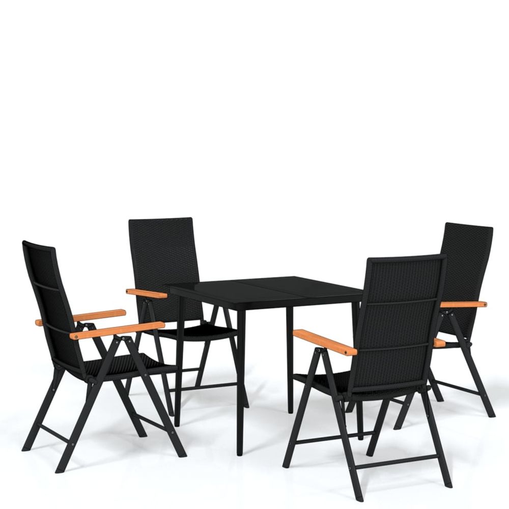 Ensemble à manger de jardin 5 pcs noir