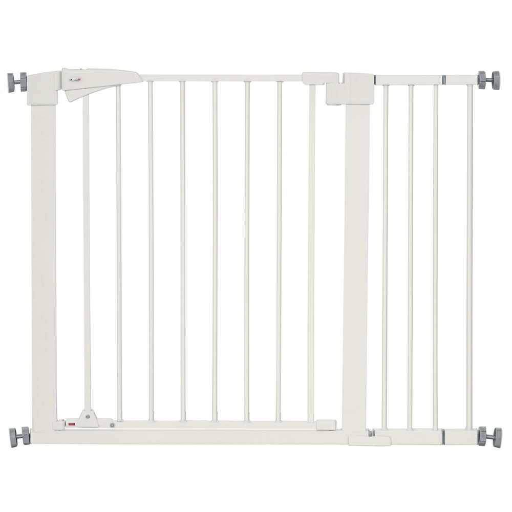 Barrière de sécurité en acier pour chien fermeture auto sans perçage 103x77cm blanc