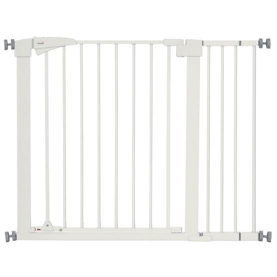 Barrière de sécurité en acier pour chien fermeture auto sans perçage 103x77cm blanc