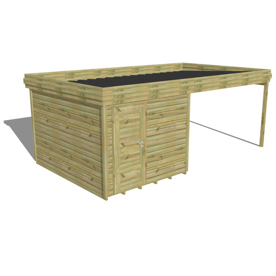 Abri de jardin bois pin traité autoclave 27mm - 6,14x3,44m / 21m2 - bac acier - plancher bois