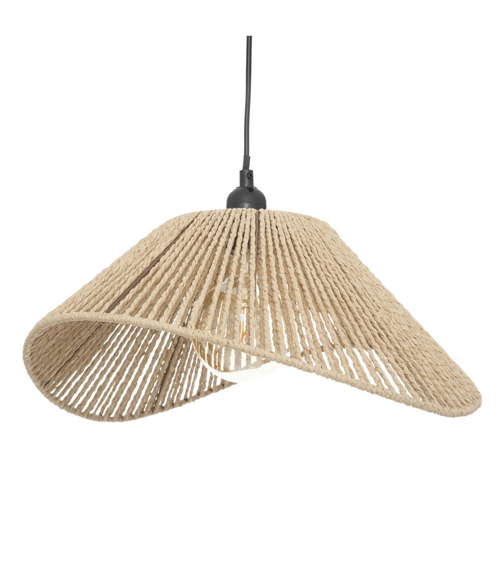 Luminaire suspension en corde beige 45 x 40 cm