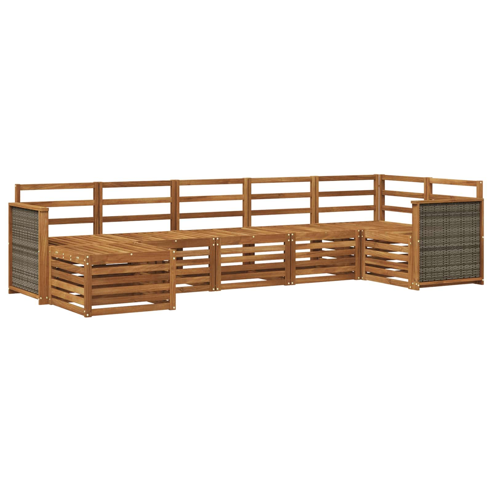 Ensemble de canapé d'angle 6 pcs naturel bois d'acacia massif