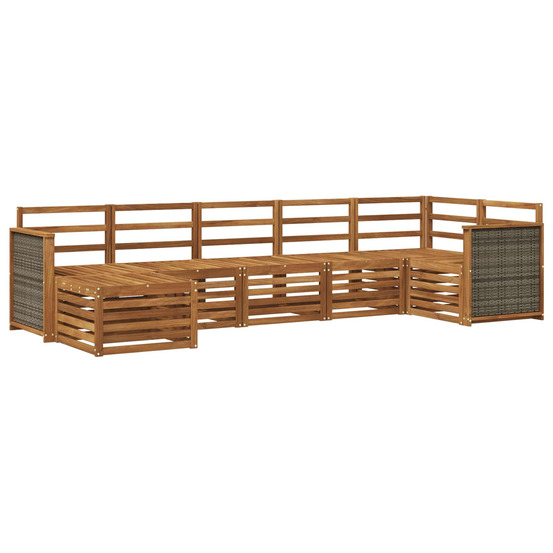 Ensemble de canapé d'angle 6 pcs naturel bois d'acacia massif