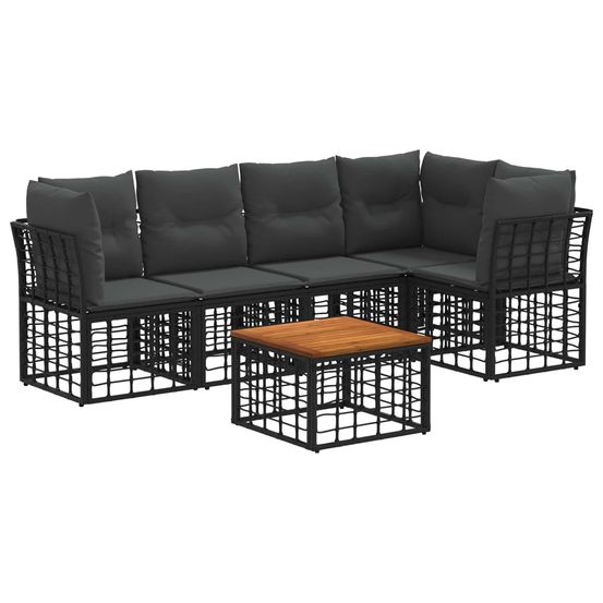 Ensemble de canapés d'extérieur 6 pc noir et gris foncé