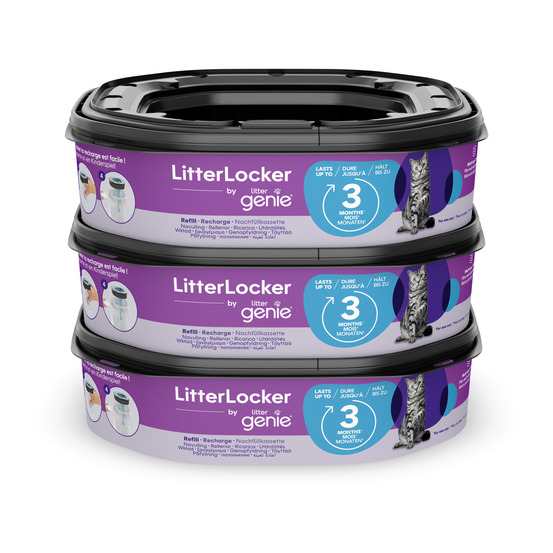 Lot de 3 recharges octogonales compatible avec la poubelle litterlocker par litter genie et la poubelle fashion