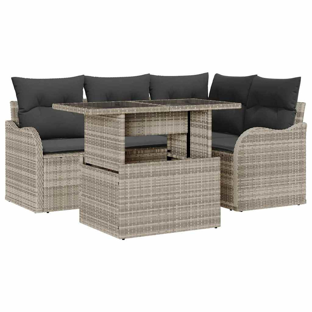 Ensemble de canapé de jardin 5 pcs gris clair poly rattan