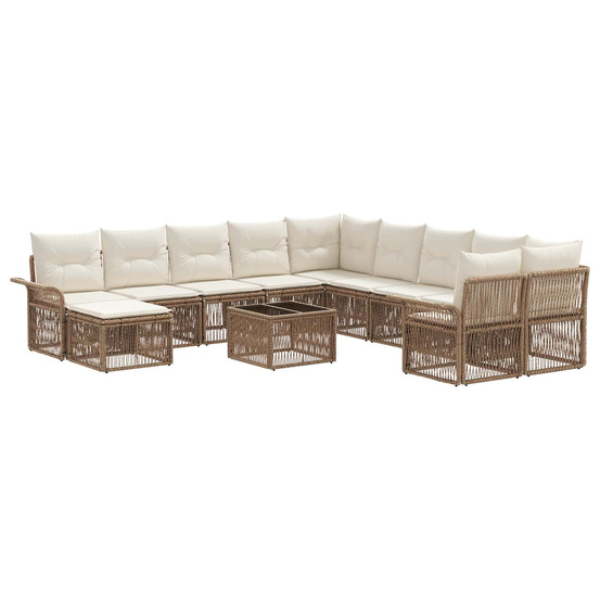 Ensemble de canapé de jardin 12 pcs beige et blanc crème