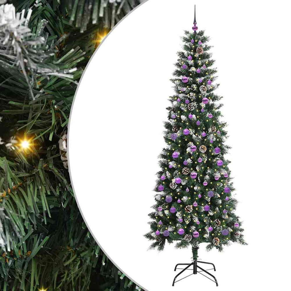 Sapin de noël artificiel vert 240 cm pvc, plastique et acier