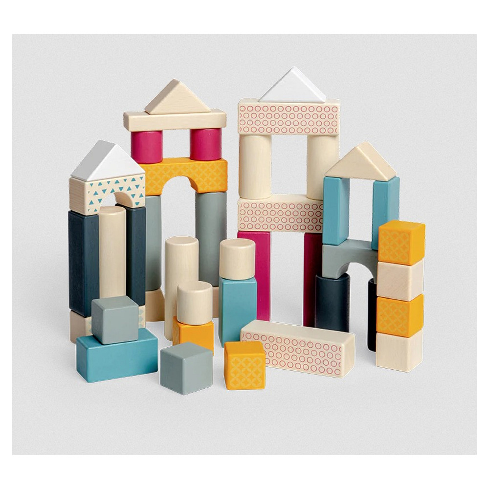 Boîte de 50 formes en bois à empiler pour enfants