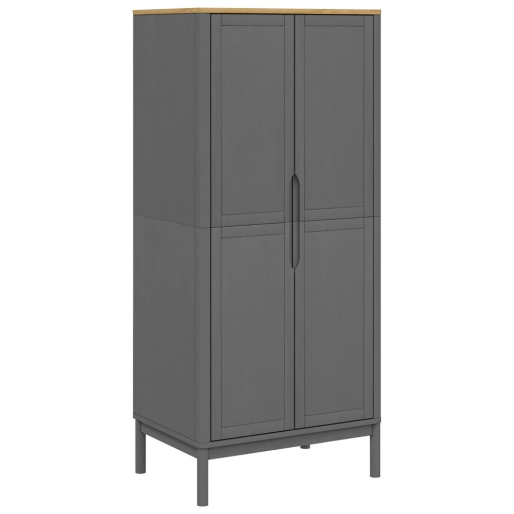 Garde-robe floro gris 77x53x171 cm bois massif de pin