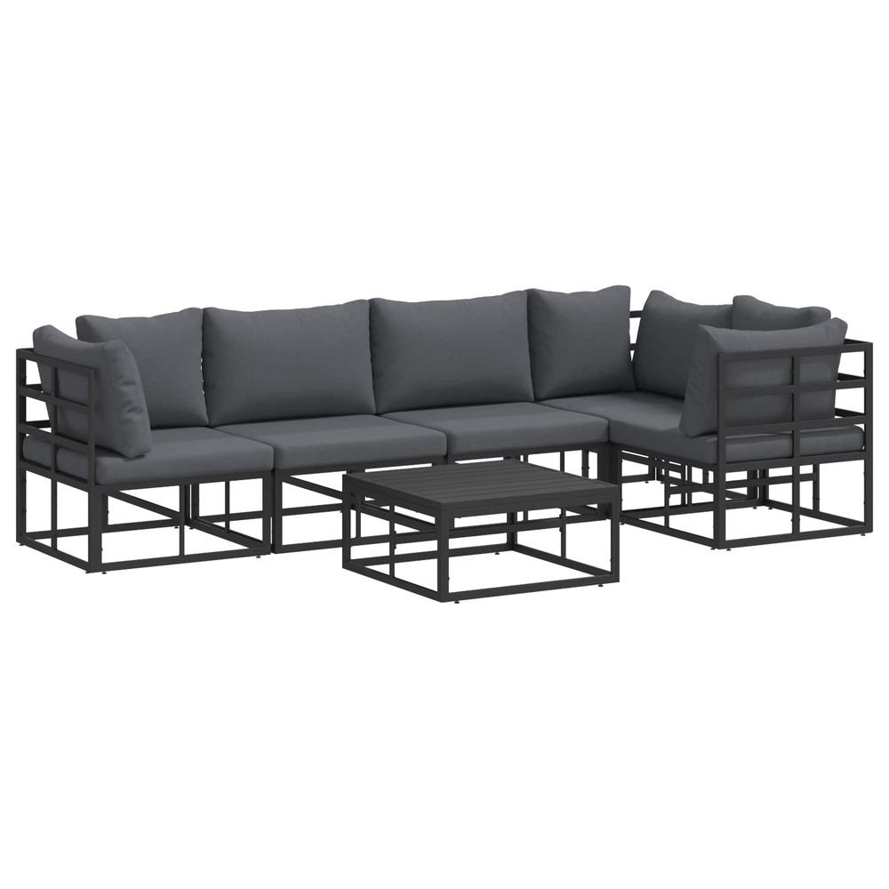 Ensemble de canapé de jardin avec coussin 6 pcs noir aluminium
