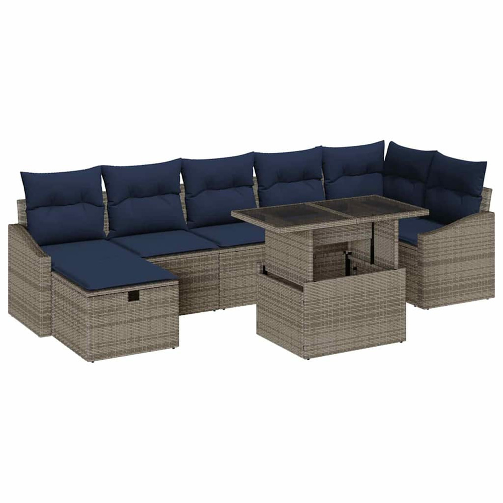 Ensemble de canapé de jardin avec coussin 8 pcs gris polyrotin