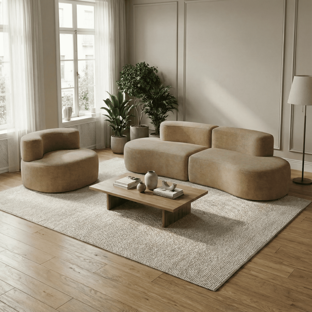 Pack lounge canapé et fauteuil - sable