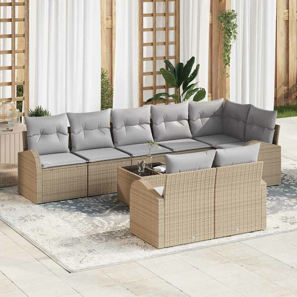 Ensemble de canapé de jardin 9 pcs beige et gris clair