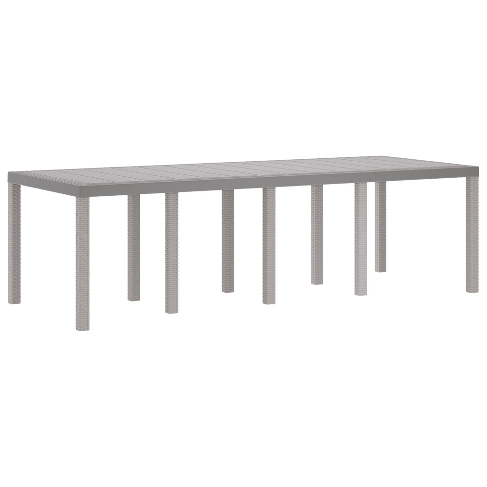 Table de jardin gris clair 250x100x73 cm poly rattan
