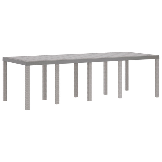 Table de jardin gris clair 250x100x73 cm poly rattan