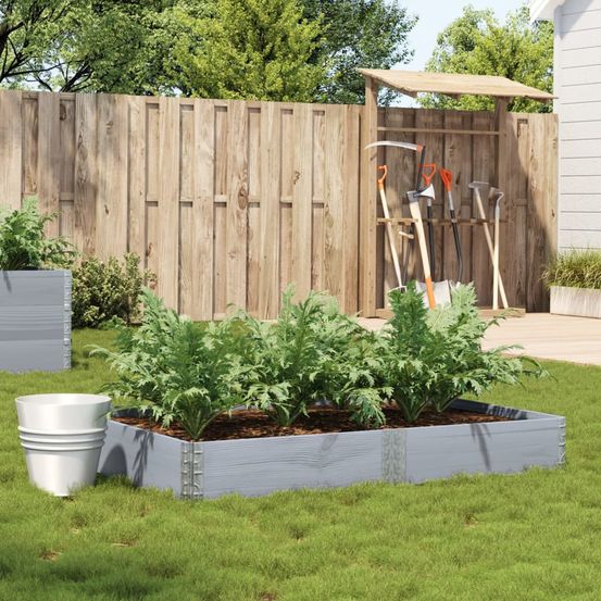 Jardinière grise bois de pin massif xxl pour jardin terrasse pliable 150x100x21,5 cm