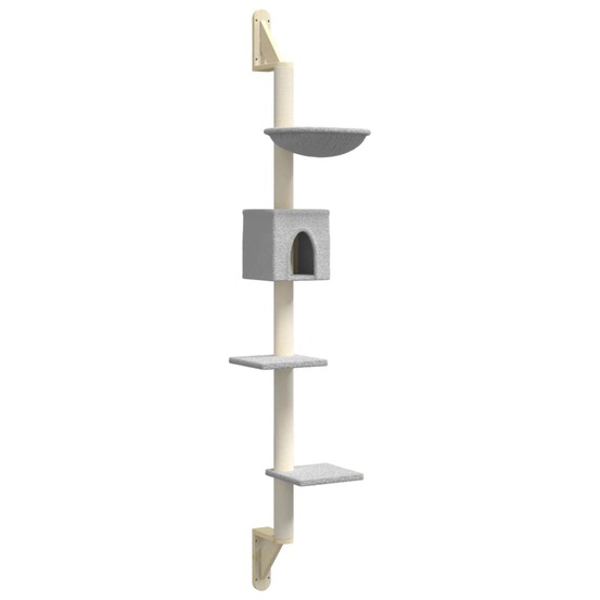 Arbre à chat meuble tour grimper jouet grattage grattoir escalade plateforme mural avec griffoir clair 187 cm gris