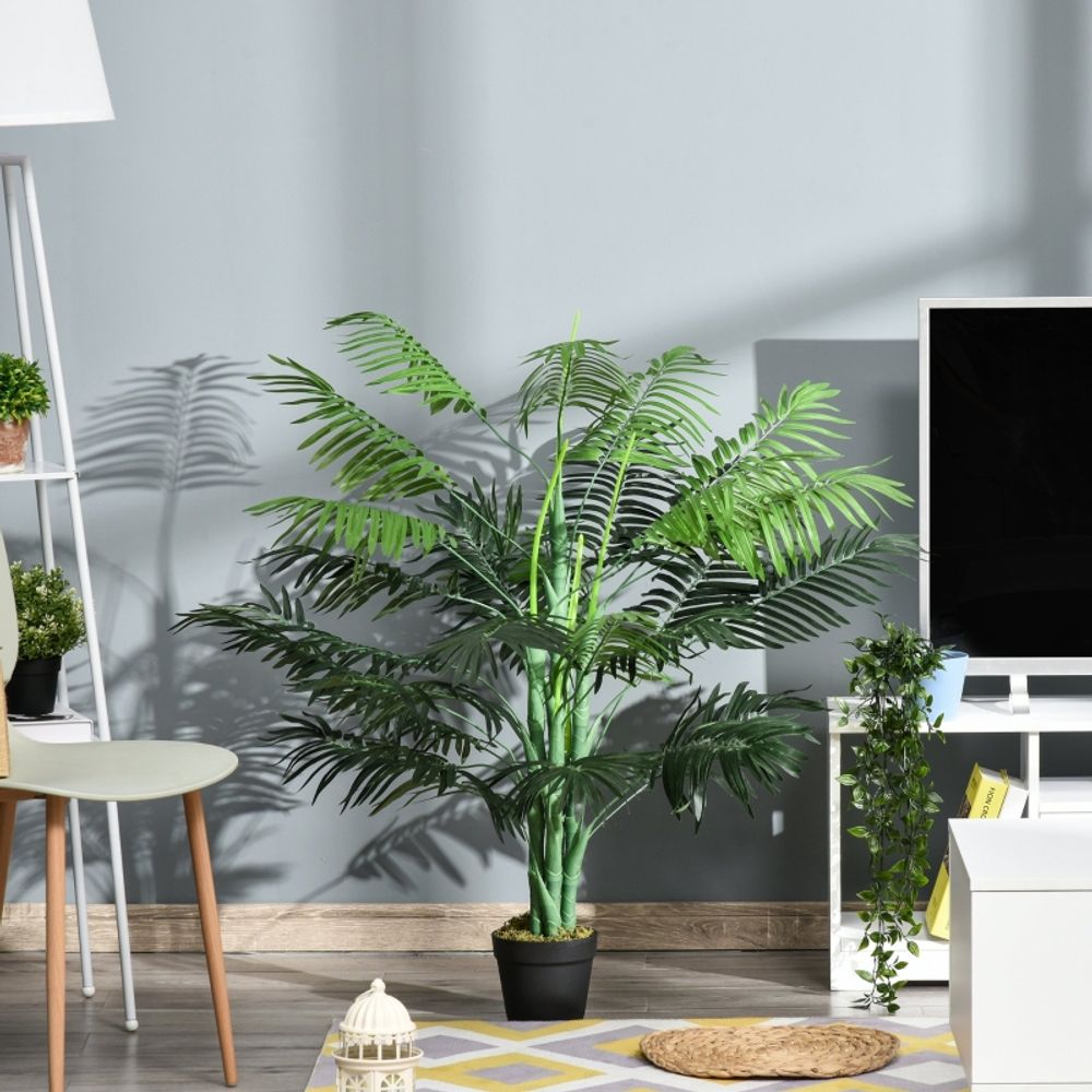 Palmier artificiel plastique intérieur extérieur décoration réaliste sans entretien 125cm vert