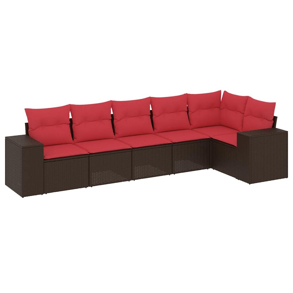 Ensemble de canapé de jardin 6 pcs avec coussins marron