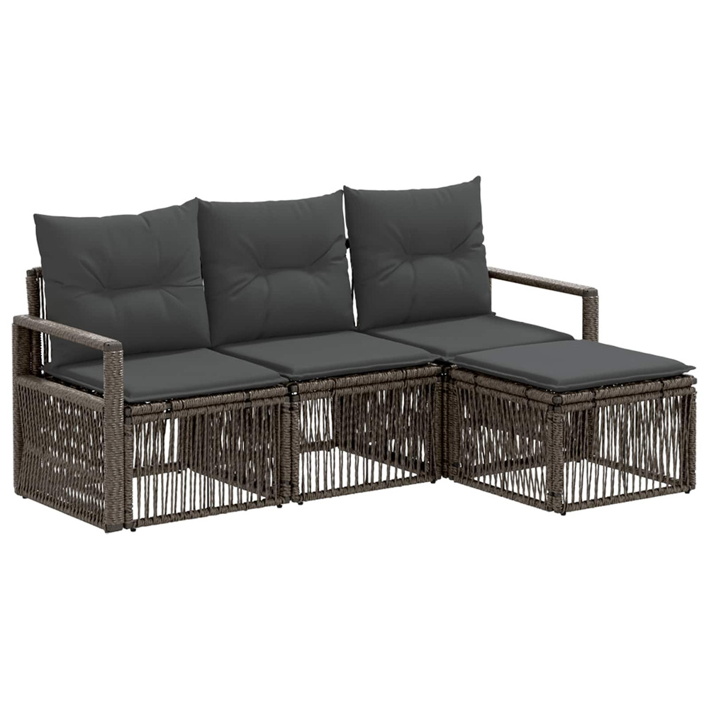 Ensemble de canapé de jardin 4 pcs gris polyrotin
