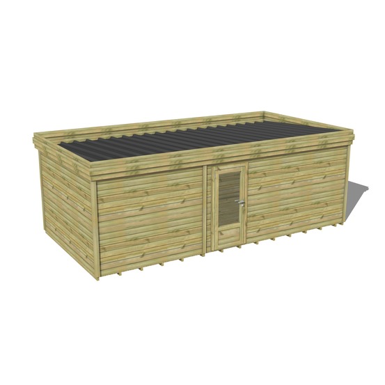 Abri de jardin bois pin traité autoclave 27mm - 7,39x4,34m / 32m2 - bac acier - plancher bois