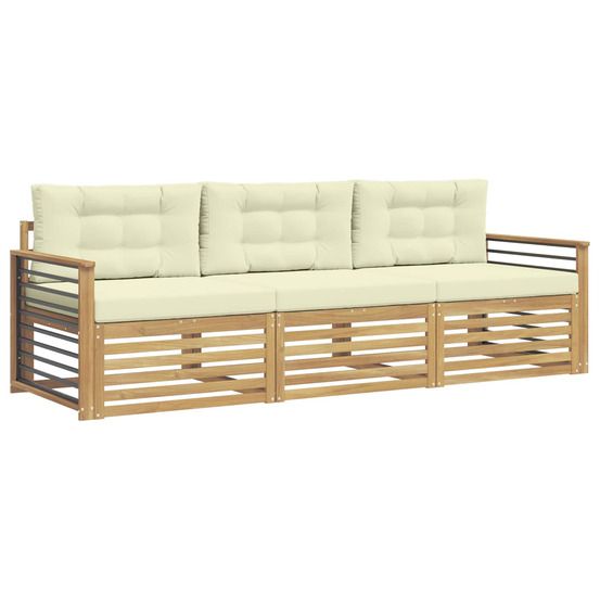 Ensemble de canapés d'extérieur 3 pc blanc et crème polyester