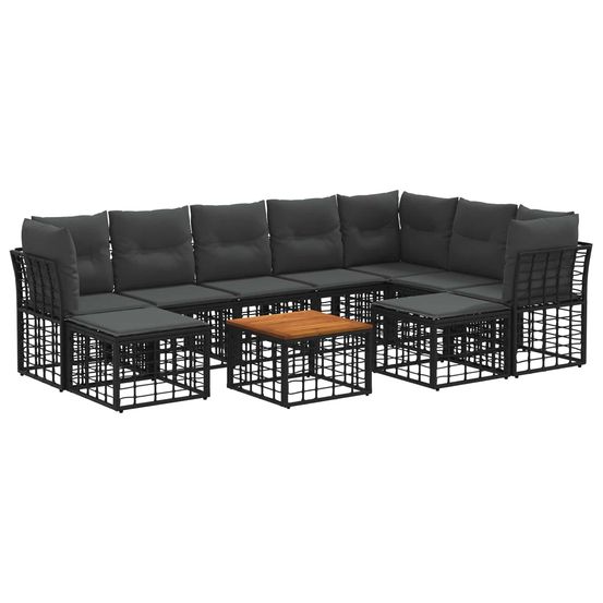 Ensemble de canapés d'extérieur 10 pc noir et gris foncé