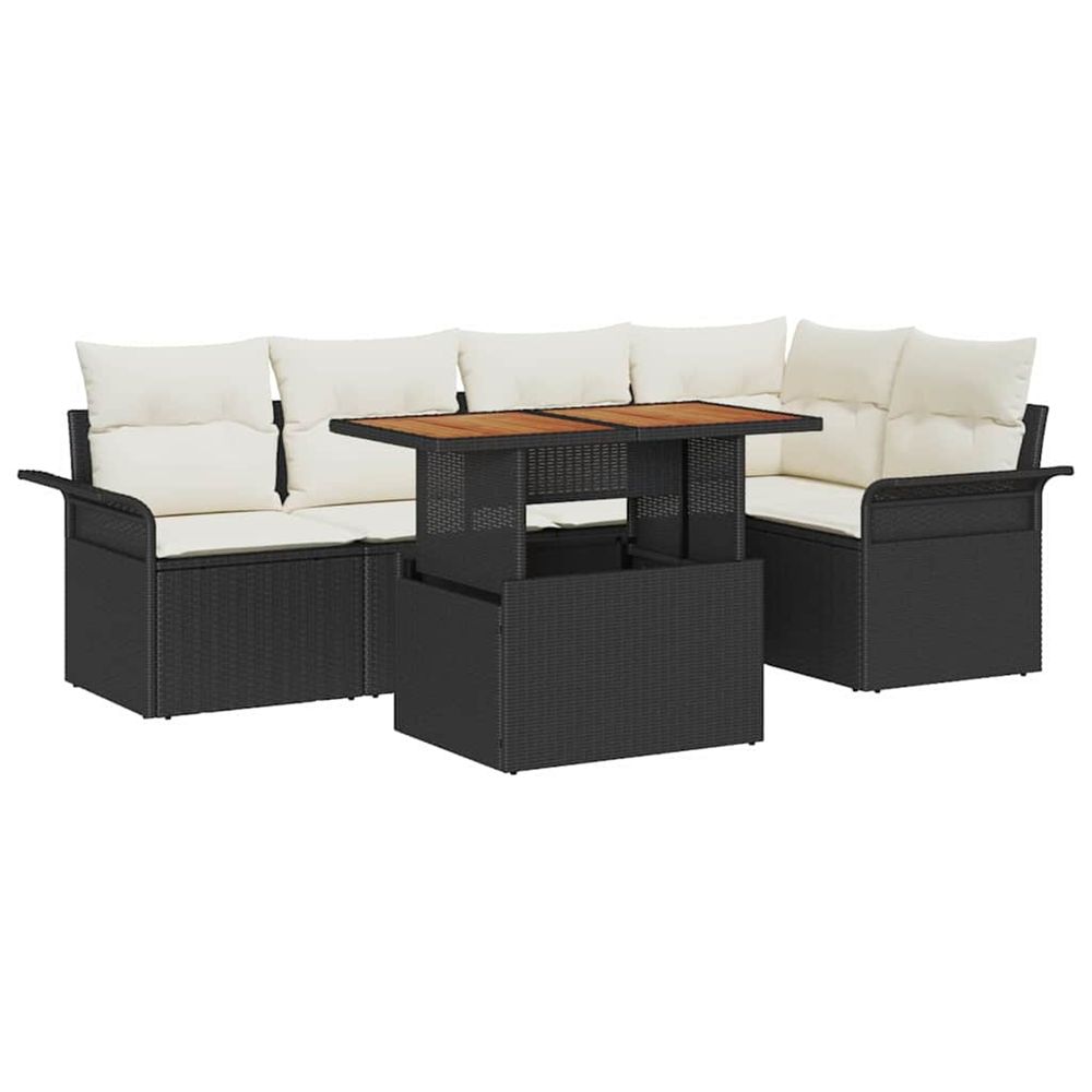 Ensemble de canapé de jardin 6 pc noir poly rotin