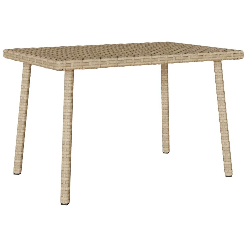 Table basse de jardin rectangulaire beige 60x40x37 cm rotin