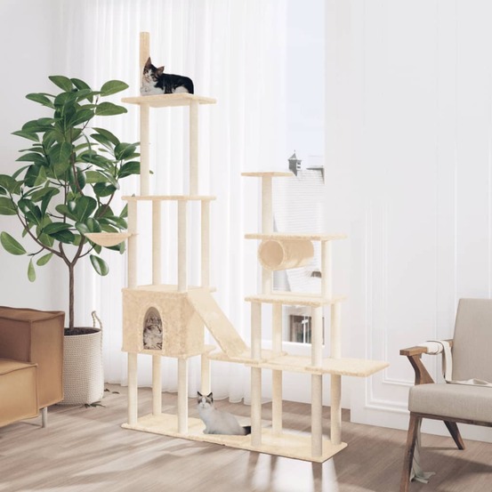 Arbre à chat avec griffoirs en sisal crème 279 cm