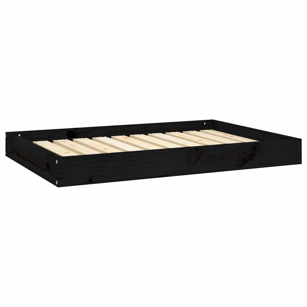 Lit pour chien noir 91,5x64x9 cm bois de pin solide