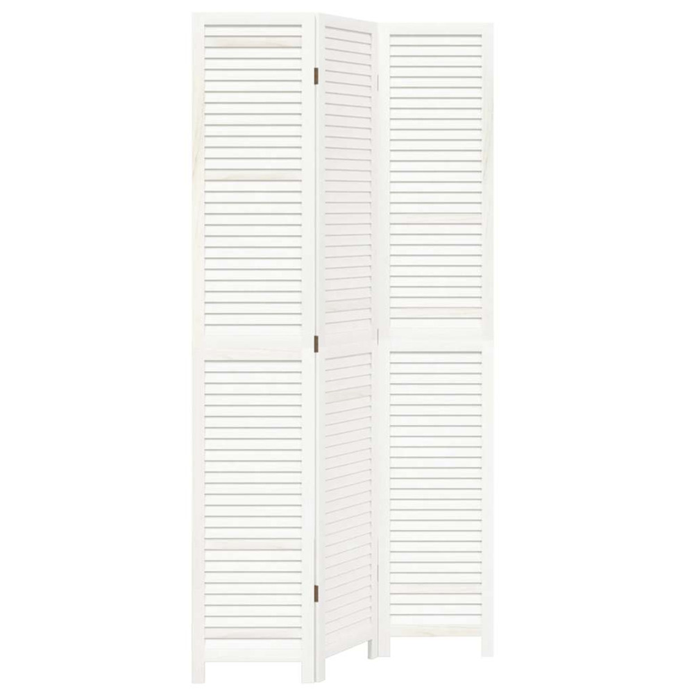 Cloison de séparation 3 panneaux blanc bois de paulownia massif