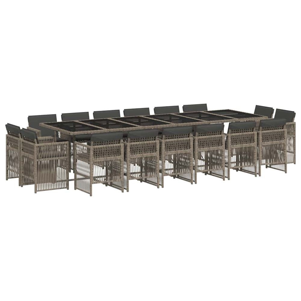 Ensemble à manger de jardin 17 pcs et coussins résine tressée
