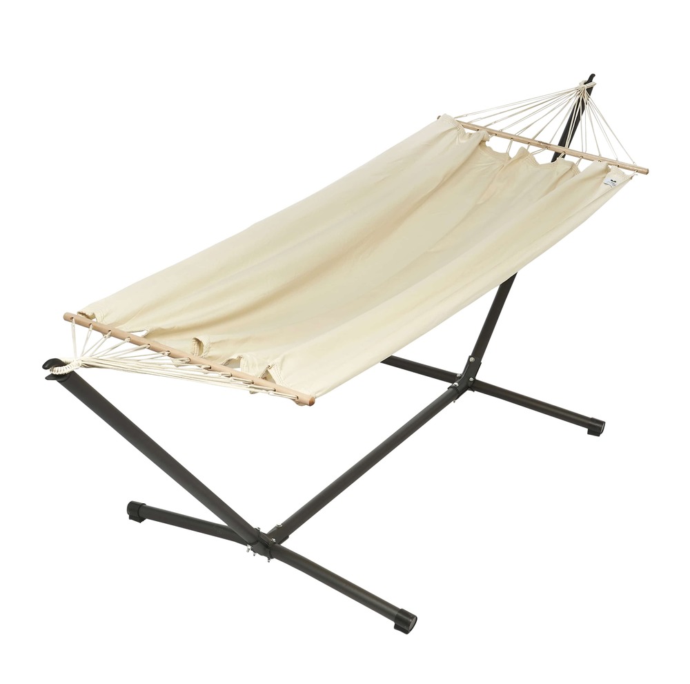 Set Hamac coloris écru + support métal - set MétaliK Graphik - certifié fsc 100% 300x140cm