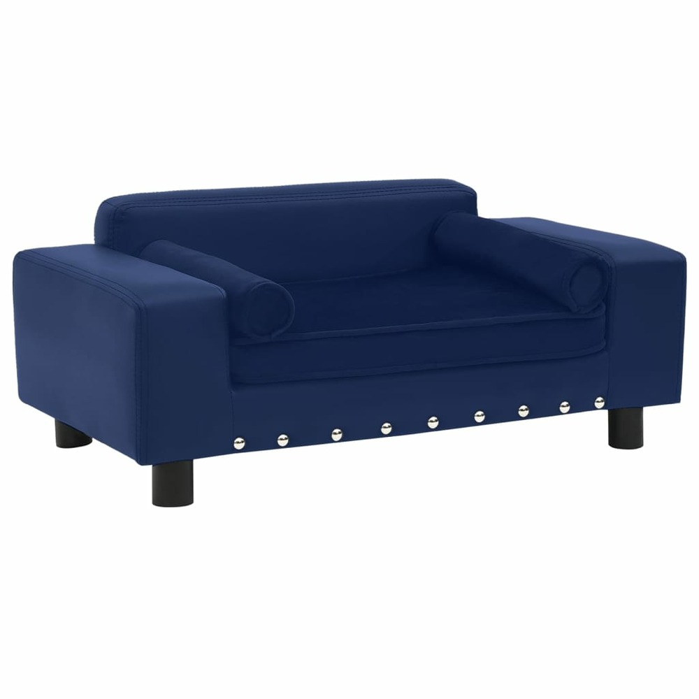 Canapé pour chien bleu 81x43x31 cm peluche et similicuir