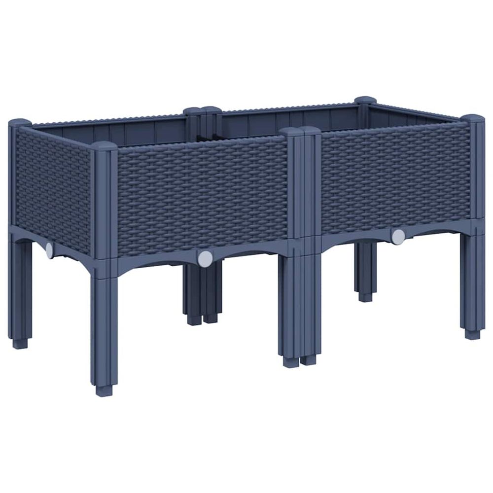 Jardinière d'extérieur avec pieds bleu gris 80x40x42 cm pp