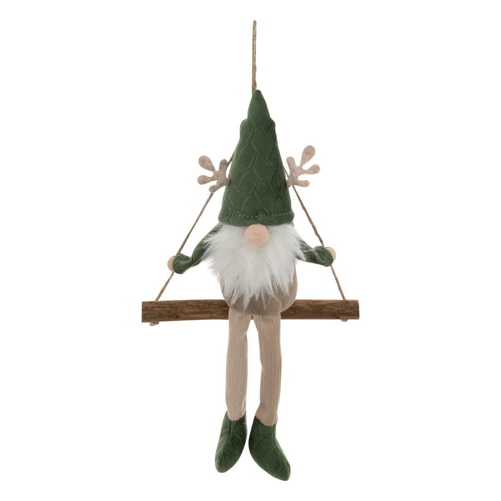 Sujet gnome balançoire textile h.16cm vert
