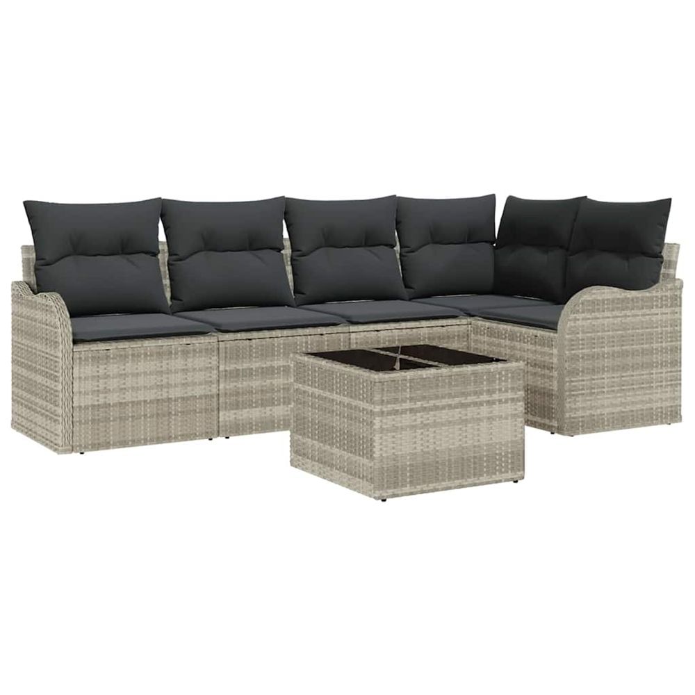Ensemble de canapé de jardin 6 pc gris clair polyrotin