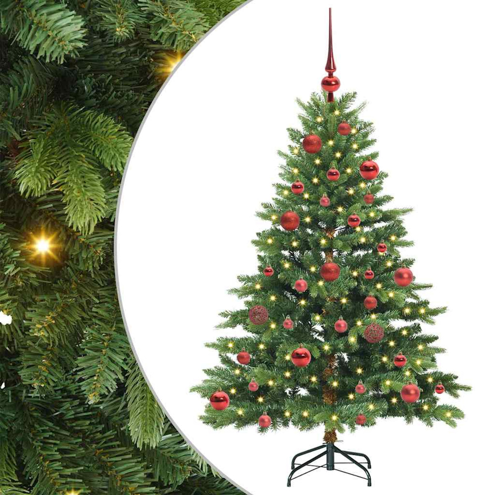 Sapin de noël artificiel avec 150 led vert 150 cm pe et pvc