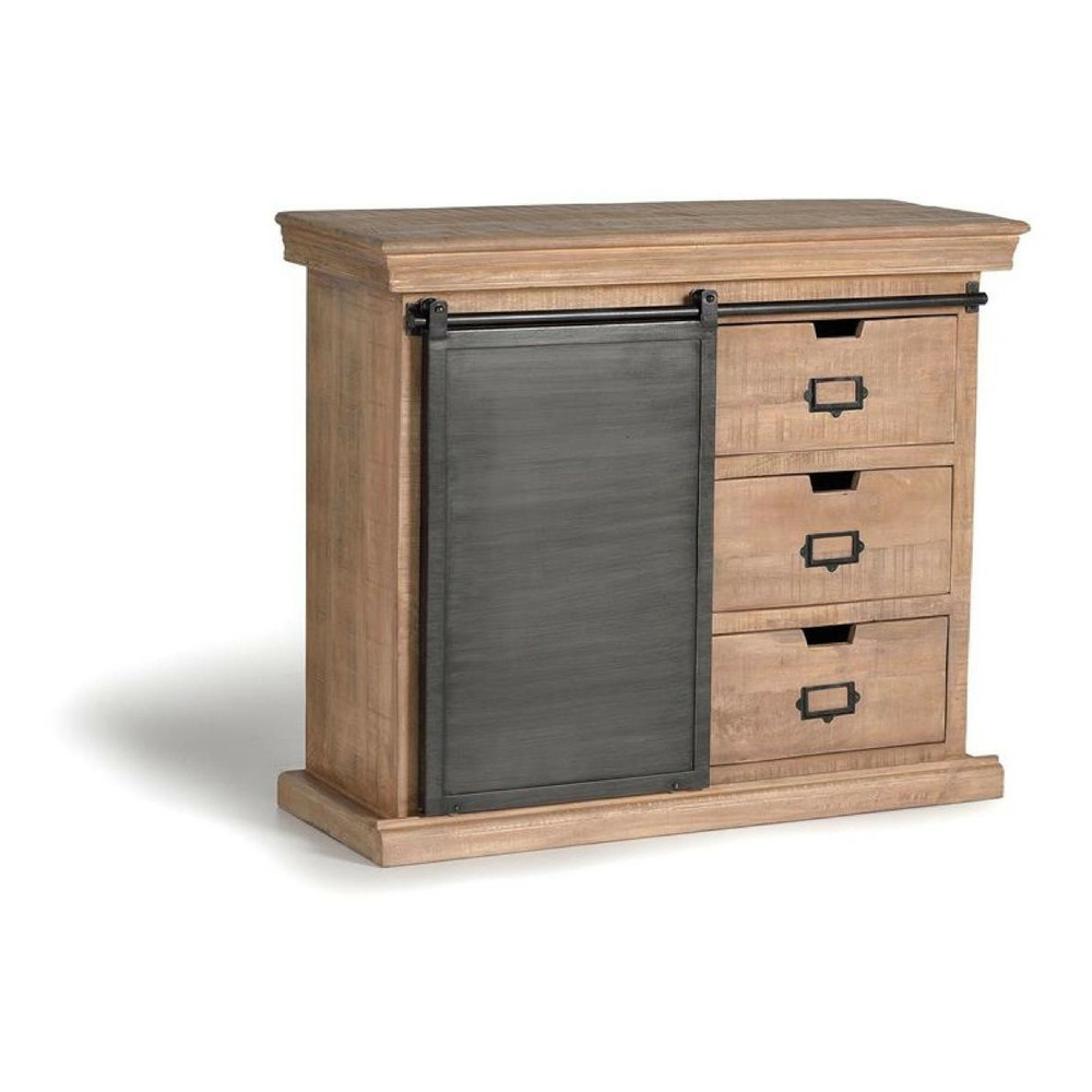 Buffet 3 tiroirs bois-fer marron - ildéa décoration d'autrefois