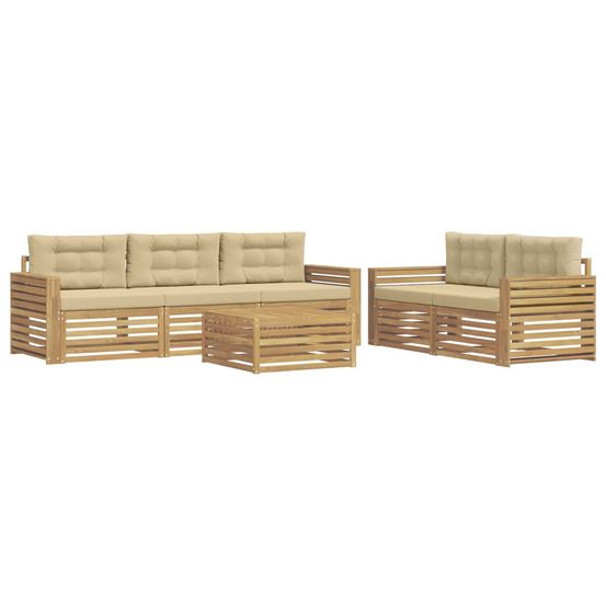 Ensemble de canapés d'extérieur 6 pc blanc et beige