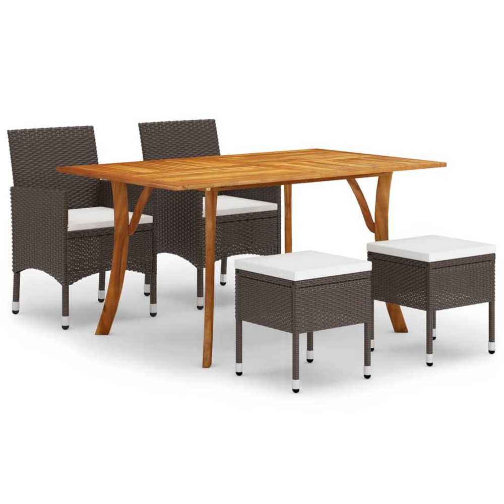 Ensemble de salle à manger de jardin 5 pcs marron