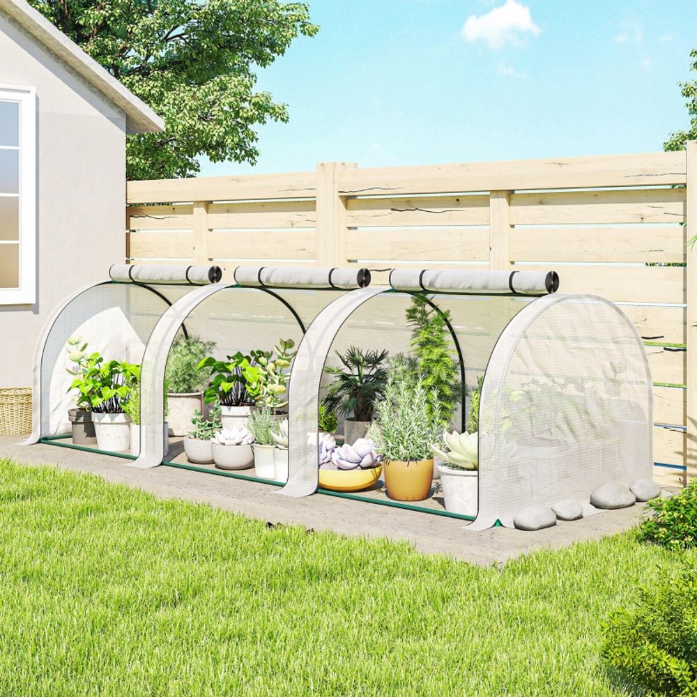 Serre tunnel basse pe et acier 295 x 100 x 80 cm blanc potager protection - comfortxl outdoor living